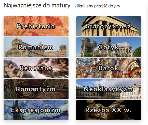 Fiszki z historii sztuki najważniejsze kategorie na maturę